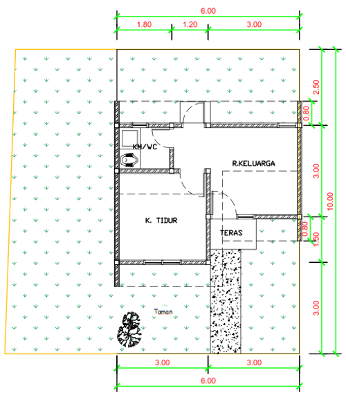 foto denah rumah tipe F08-12A perumahan Kepuren Residence (Kepuren)
