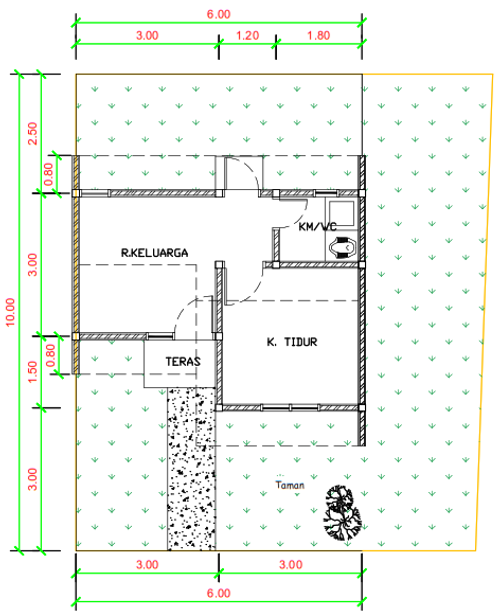 foto denah rumah tipe F14-14 perumahan Kepuren Residence (Kepuren)