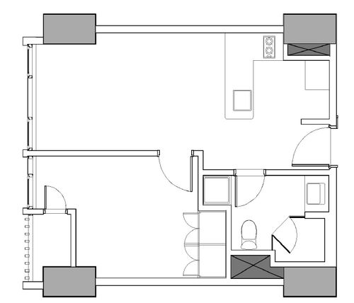 foto denah rumah tipe 1BR - C perumahan Branz BSD