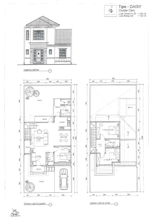 foto denah rumah tipe DAISY perumahan Cluster Daru, Suvarna Sutera