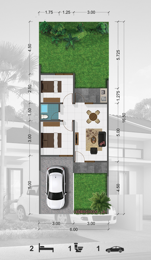 foto denah rumah tipe Dandelion perumahan Griya Candramas