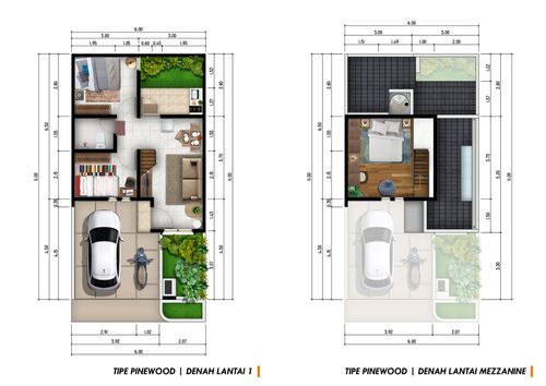 foto denah rumah tipe Pinewood perumahan KARAWANG GREEN VILLAGE 3
