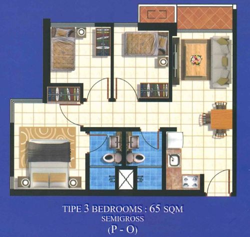 foto denah rumah tipe STD (DAFFODIL 3BR) perumahan TAMAN ANGGREK RESIDENCES