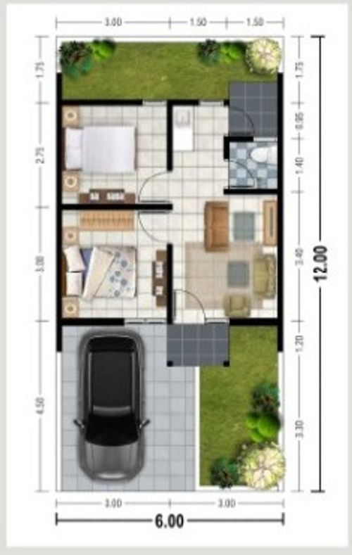 foto denah rumah tipe 36/72 perumahan GRAHA PUNCAK ANOMSARI