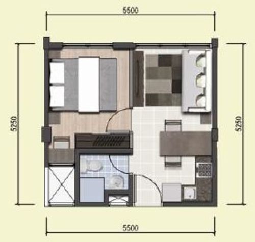 foto denah rumah tipe Agate 1BR perumahan Asatti
