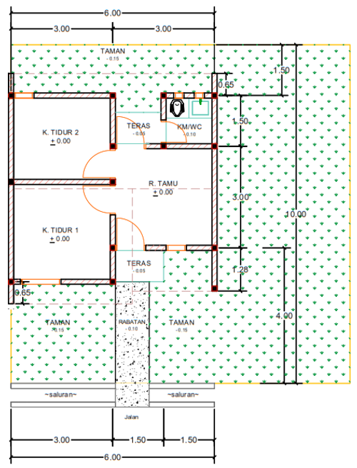 foto denah rumah tipe E22-1 perumahan Kepuren Residence (Kepuren)
