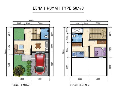 foto denah rumah tipe 50/48 perumahan Naraya Park