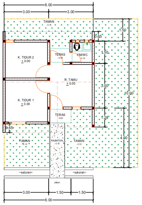 foto denah rumah tipe G02-1 perumahan Kepuren Residence (Kepuren)