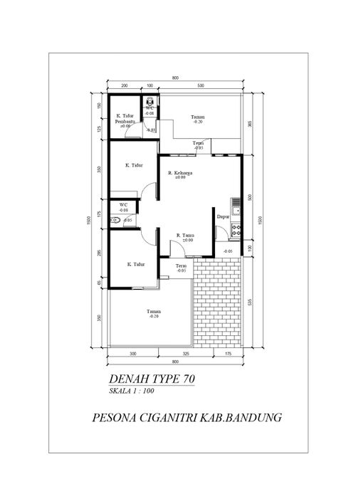 foto denah rumah tipe 70 perumahan PESONA CIGANITRI 2