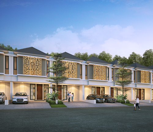 foto tampak rumah tipe Onega B perumahan CITRALAND THE GREENLAKE SURABAYA