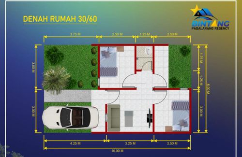 foto denah rumah tipe 30/60 perumahan Bintang Padalarang Regency