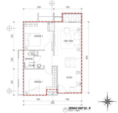 foto denah rumah tipe 2 BR B (AC18-02) perumahan The Accent