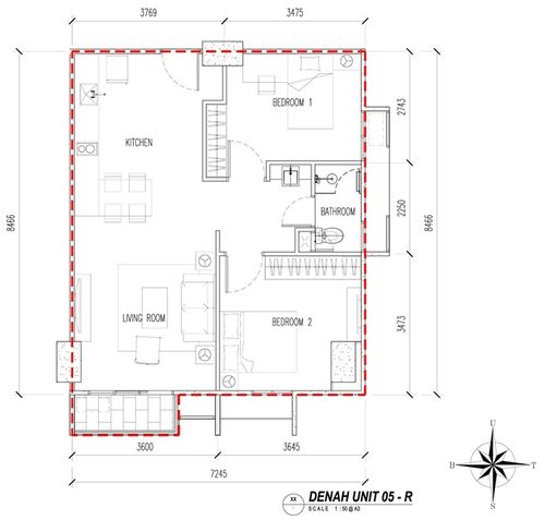 foto denah rumah tipe 2 BR C (AC23-05) perumahan The Accent
