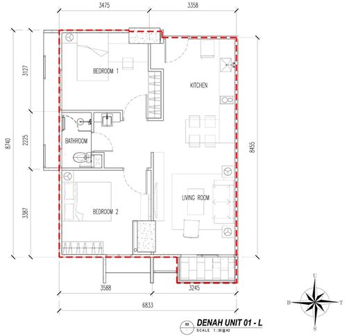 foto denah rumah tipe 2 BR B (AC16-01) perumahan The Accent