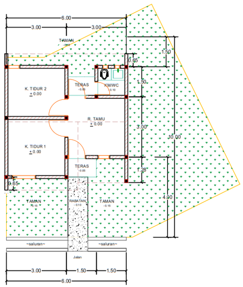 foto denah rumah tipe R06-6 perumahan Kepuren Residence (Ranjeng)