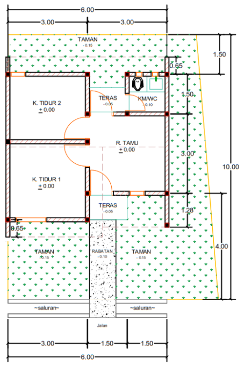 foto denah rumah tipe R06-18 perumahan Kepuren Residence (Ranjeng)
