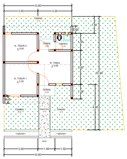 foto denah rumah tipe R08-6 perumahan Kepuren Residence (Ranjeng)