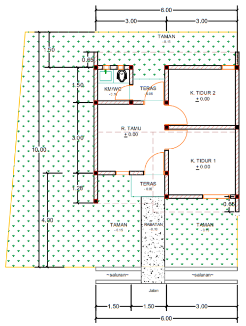 foto denah rumah tipe R09-12A perumahan Kepuren Residence (Ranjeng)