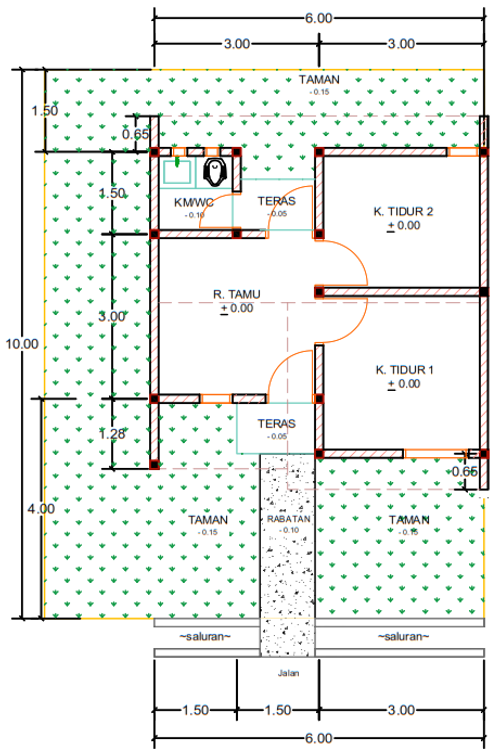 foto denah rumah tipe H01-7 perumahan Kepuren Residence (Kepuren)