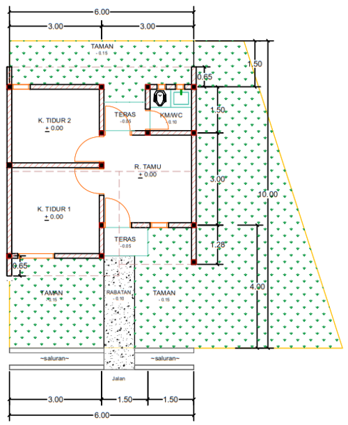 foto denah rumah tipe H01-12A perumahan Kepuren Residence (Kepuren)