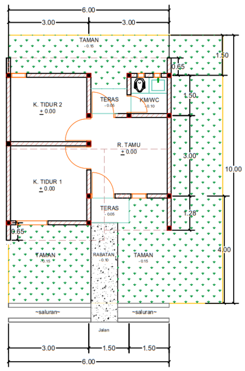 foto denah rumah tipe H02-6 perumahan Kepuren Residence (Kepuren)