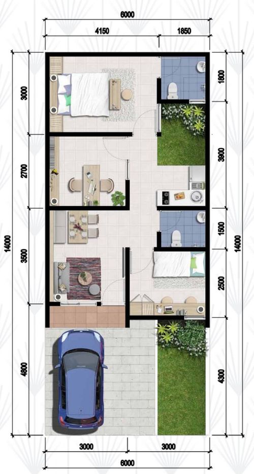 foto denah rumah tipe Papyrus LT 96 2022 perumahan CitraGarden BMW