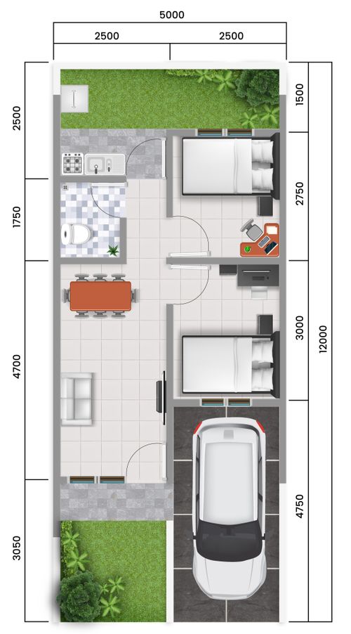 foto denah rumah tipe Emerald - 460 perumahan PONDOK PERMATA TAHAP 3