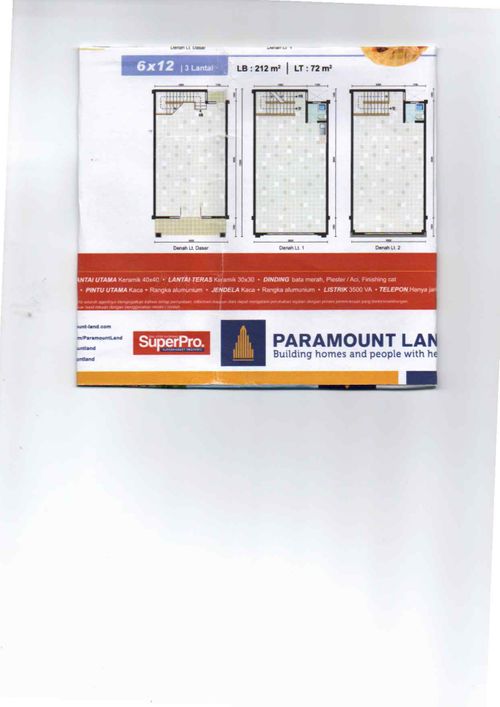 foto denah rumah tipe RUKO PARAMOUNT SQUARE perumahan PARAMOUNT VILLAGE SEMARANG