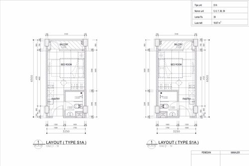 foto denah rumah tipe STUDIO (S1A) perumahan TAMANSARI ISWARA APARTMENT