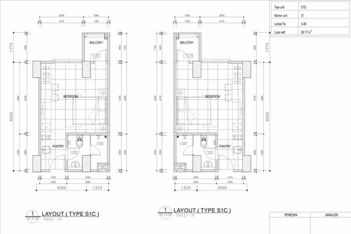 foto denah rumah tipe STUDIO (S1D) perumahan TAMANSARI ISWARA APARTMENT