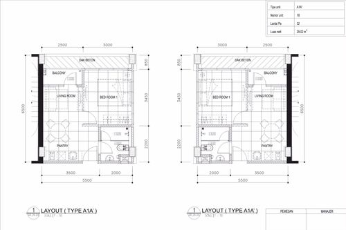 foto denah rumah tipe 1 - BR (A1A') perumahan TAMANSARI ISWARA APARTMENT