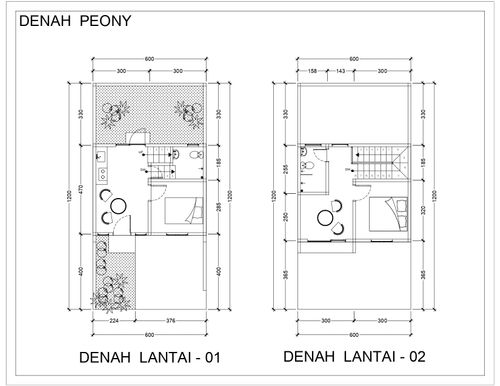 foto denah rumah tipe PEONY perumahan THE GROVE