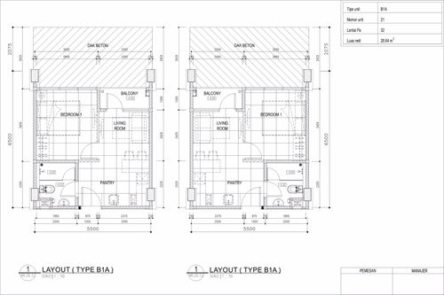 foto denah rumah tipe 1 -BR (B1A) perumahan TAMANSARI ISWARA APARTMENT