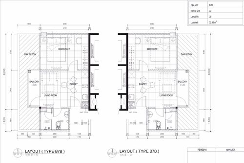 foto denah rumah tipe 1 - BR (B7B) perumahan TAMANSARI ISWARA APARTMENT