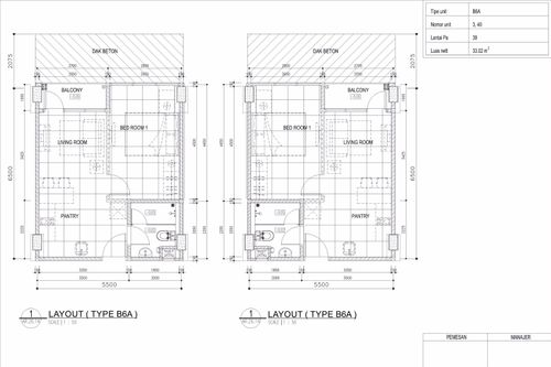 foto denah rumah tipe 1 - BR (B6A) perumahan TAMANSARI ISWARA APARTMENT