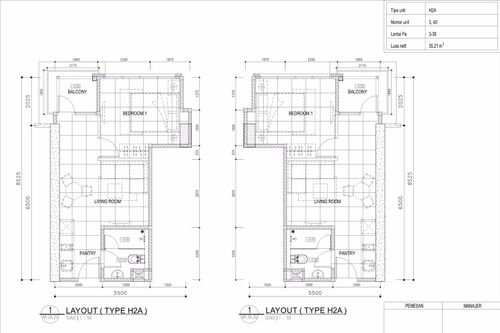 foto denah rumah tipe 1 - BR (H2A) perumahan TAMANSARI ISWARA APARTMENT