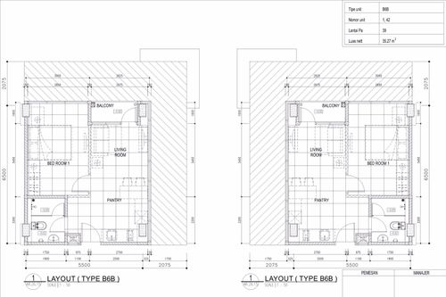 foto denah rumah tipe 1 - BR (B6B) perumahan TAMANSARI ISWARA APARTMENT