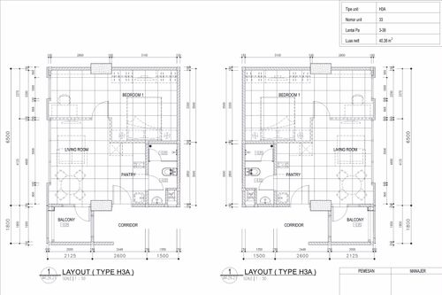 foto denah rumah tipe 1 - BR (H3A) perumahan TAMANSARI ISWARA APARTMENT