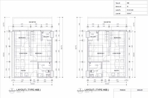 foto denah rumah tipe 2 - BR (H6B) perumahan TAMANSARI ISWARA APARTMENT