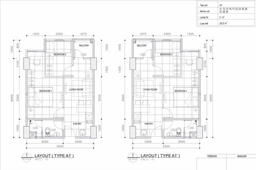 foto denah rumah tipe 2 - BR (A1') perumahan TAMANSARI ISWARA APARTMENT