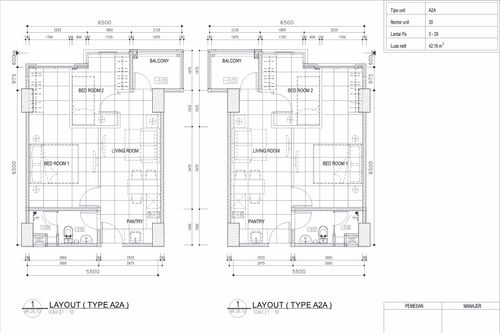 foto denah rumah tipe 2 - BR (A2A) perumahan TAMANSARI ISWARA APARTMENT