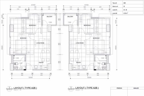 foto denah rumah tipe 2 - BR (A2B) perumahan TAMANSARI ISWARA APARTMENT
