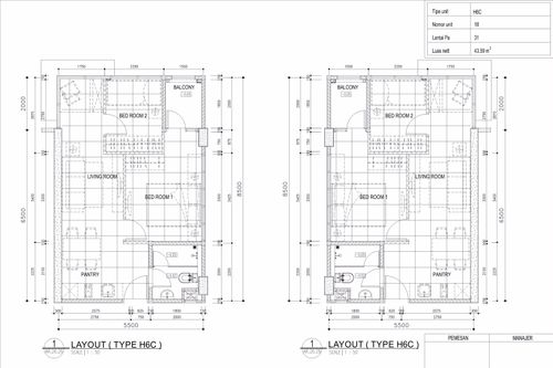 foto denah rumah tipe 2 - BR (H6C) perumahan TAMANSARI ISWARA APARTMENT