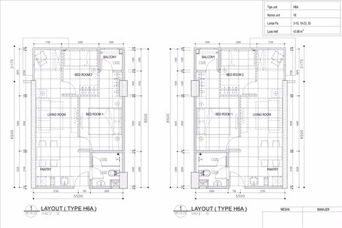 foto denah rumah tipe 2 - BR (H6A) perumahan TAMANSARI ISWARA APARTMENT