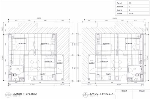 foto denah rumah tipe 2 - BR (B7A) perumahan TAMANSARI ISWARA APARTMENT