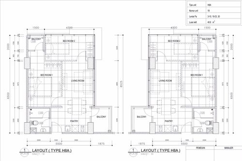 foto denah rumah tipe 2 - BR (H8A) perumahan TAMANSARI ISWARA APARTMENT