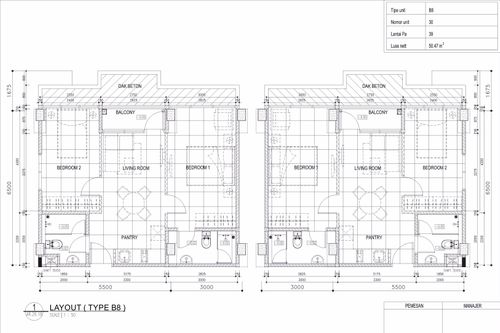 foto denah rumah tipe 2 - BR (B8) perumahan TAMANSARI ISWARA APARTMENT
