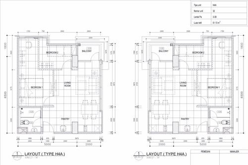 foto denah rumah tipe 2 - BR (H4A) perumahan TAMANSARI ISWARA APARTMENT