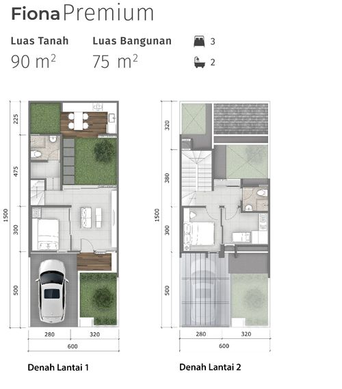 foto denah rumah tipe FIONA perumahan SUMMARECON BANDUNG - CLUSTER FLORA TAHAP 1 & 2