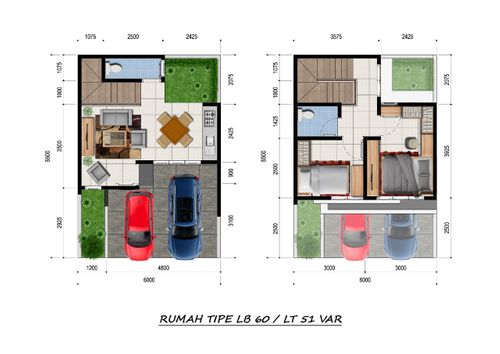 foto denah rumah tipe ALANA A 31 perumahan THE VILLAS TOWN HOUSE